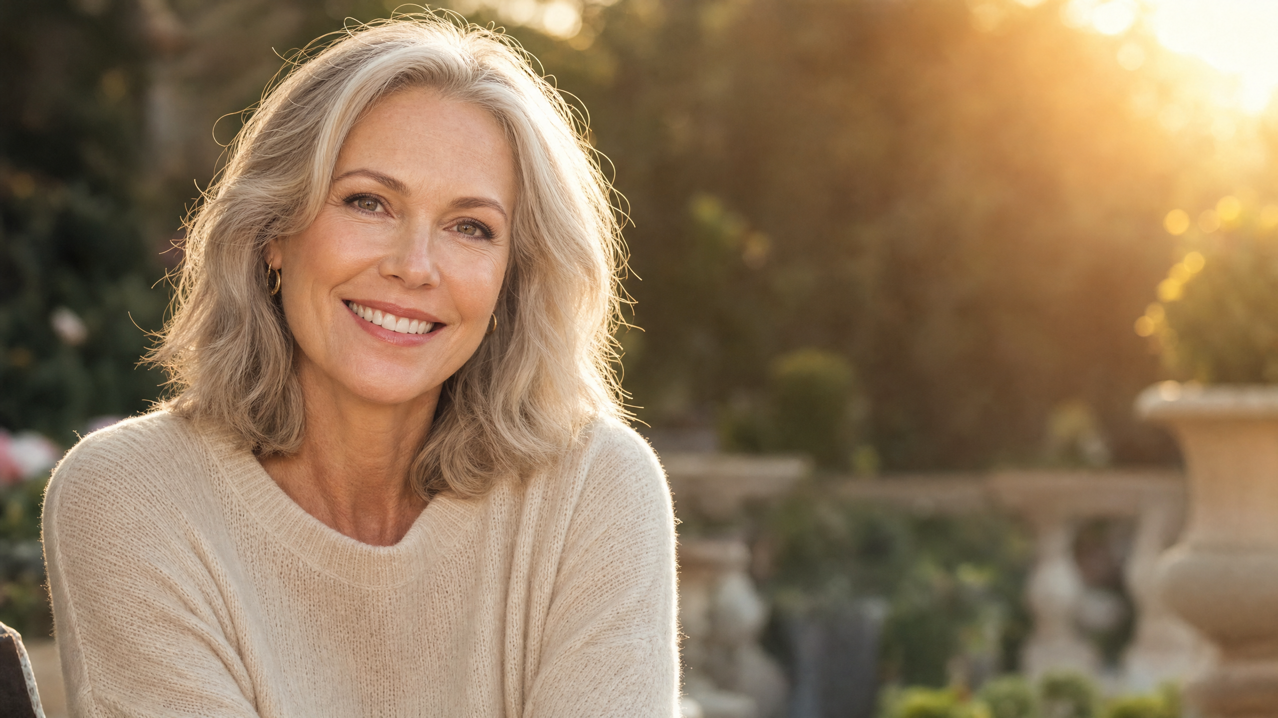 Confident, radiant woman after facial rejuvenation following weight loss